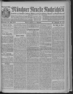 Münchner neueste Nachrichten Mittwoch 27. Juni 1923