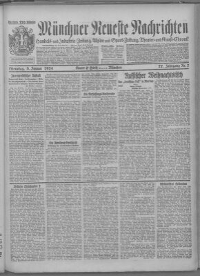 Münchner neueste Nachrichten Dienstag 8. Januar 1924