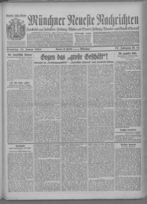 Münchner neueste Nachrichten Samstag 12. Januar 1924