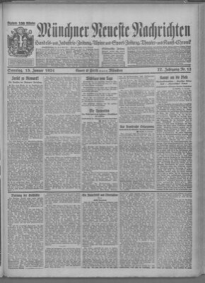 Münchner neueste Nachrichten Sonntag 13. Januar 1924