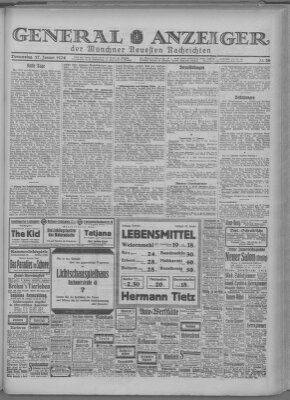 Münchner neueste Nachrichten Donnerstag 17. Januar 1924