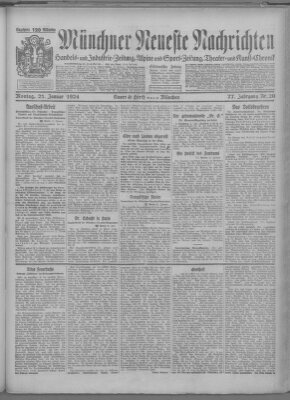 Münchner neueste Nachrichten Montag 21. Januar 1924