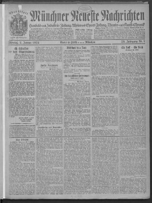 Münchner neueste Nachrichten Montag 2. Januar 1922