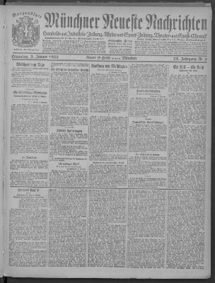 Münchner neueste Nachrichten Dienstag 3. Januar 1922