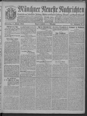 Münchner neueste Nachrichten Dienstag 3. Januar 1922