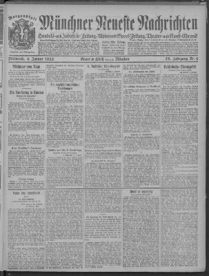 Münchner neueste Nachrichten Mittwoch 4. Januar 1922