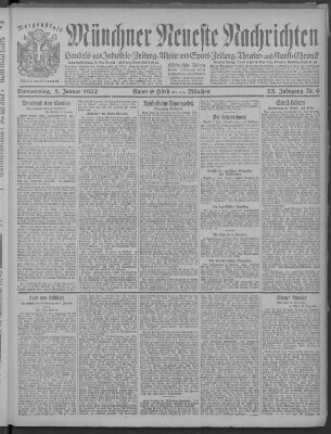 Münchner neueste Nachrichten Donnerstag 5. Januar 1922