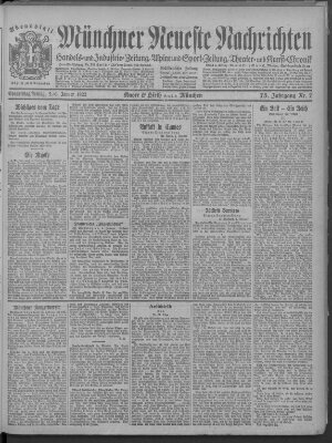 Münchner neueste Nachrichten Freitag 6. Januar 1922