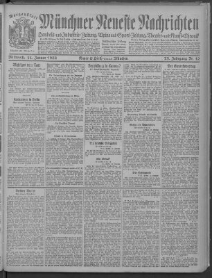 Münchner neueste Nachrichten Mittwoch 11. Januar 1922