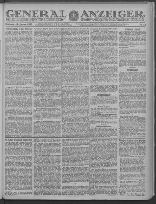 Münchner neueste Nachrichten Mittwoch 11. Januar 1922