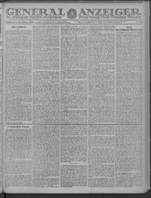 Münchner neueste Nachrichten Donnerstag 12. Januar 1922