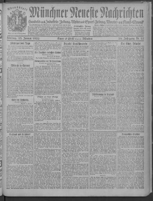 Münchner neueste Nachrichten Freitag 13. Januar 1922