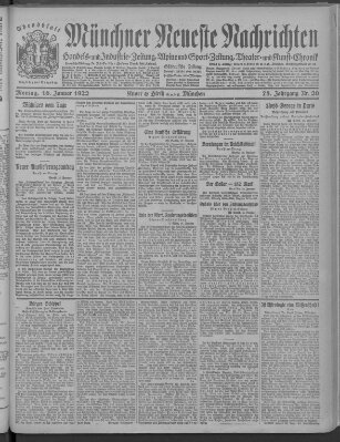 Münchner neueste Nachrichten Montag 16. Januar 1922