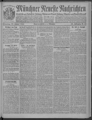 Münchner neueste Nachrichten Dienstag 17. Januar 1922