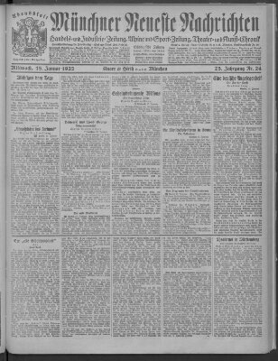 Münchner neueste Nachrichten Mittwoch 18. Januar 1922