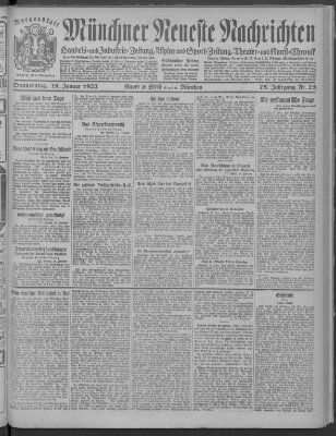 Münchner neueste Nachrichten Donnerstag 19. Januar 1922