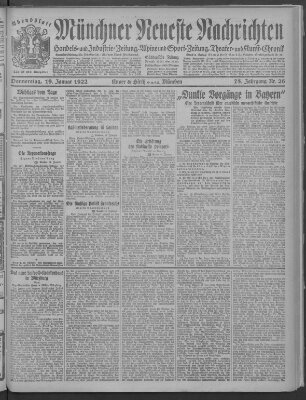 Münchner neueste Nachrichten Donnerstag 19. Januar 1922