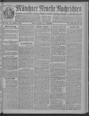 Münchner neueste Nachrichten Freitag 20. Januar 1922