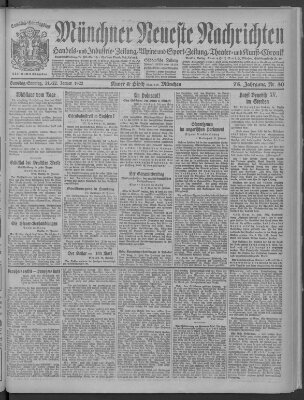 Münchner neueste Nachrichten Sonntag 22. Januar 1922