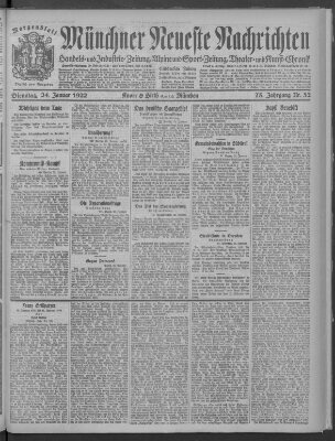 Münchner neueste Nachrichten Dienstag 24. Januar 1922