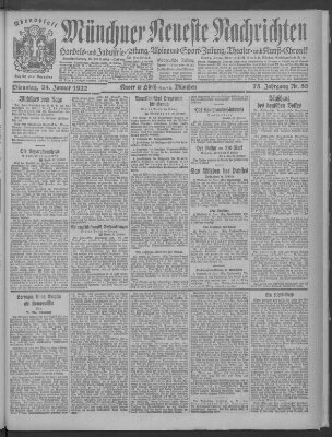 Münchner neueste Nachrichten Dienstag 24. Januar 1922