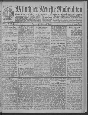 Münchner neueste Nachrichten Mittwoch 25. Januar 1922