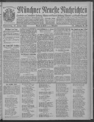 Münchner neueste Nachrichten Donnerstag 26. Januar 1922