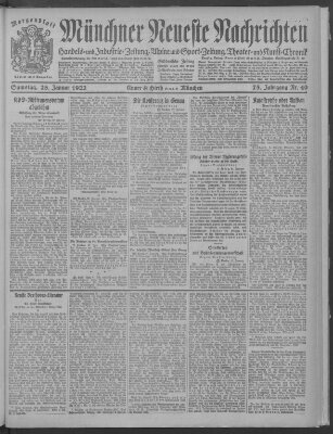 Münchner neueste Nachrichten Samstag 28. Januar 1922