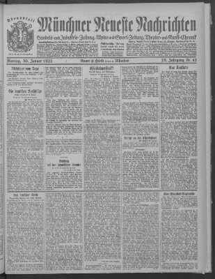 Münchner neueste Nachrichten Montag 30. Januar 1922