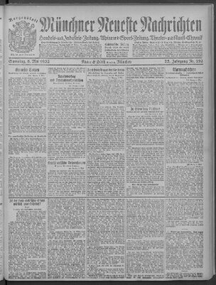 Münchner neueste Nachrichten Samstag 6. Mai 1922