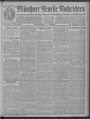 Münchner neueste Nachrichten Mittwoch 10. Mai 1922