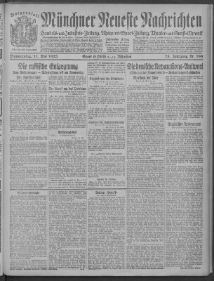 Münchner neueste Nachrichten Donnerstag 11. Mai 1922