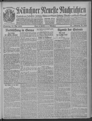 Münchner neueste Nachrichten Samstag 13. Mai 1922