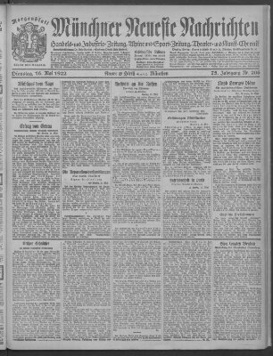 Münchner neueste Nachrichten Dienstag 16. Mai 1922