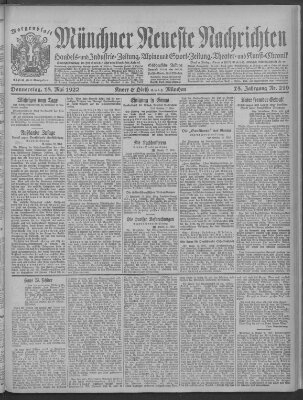 Münchner neueste Nachrichten Donnerstag 18. Mai 1922