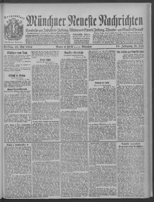 Münchner neueste Nachrichten Freitag 19. Mai 1922