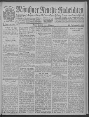 Münchner neueste Nachrichten Freitag 19. Mai 1922