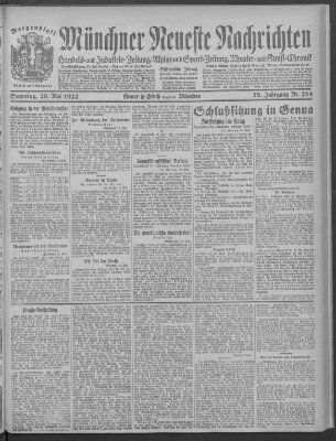 Münchner neueste Nachrichten Samstag 20. Mai 1922