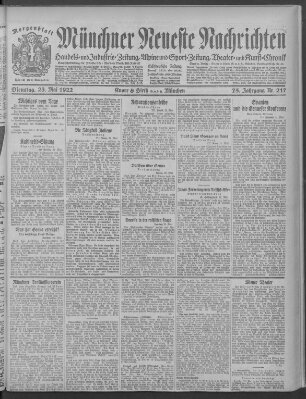 Münchner neueste Nachrichten Dienstag 23. Mai 1922