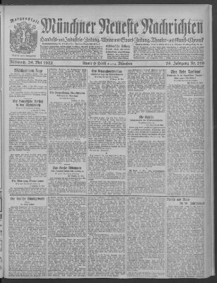 Münchner neueste Nachrichten Mittwoch 24. Mai 1922
