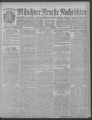 Münchner neueste Nachrichten Samstag 27. Mai 1922