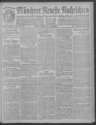 Münchner neueste Nachrichten Sonntag 28. Mai 1922