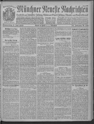 Münchner neueste Nachrichten Donnerstag 8. Juni 1922