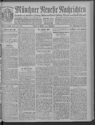 Münchner neueste Nachrichten Samstag 10. Juni 1922