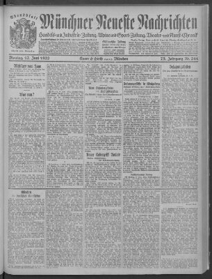 Münchner neueste Nachrichten Montag 12. Juni 1922