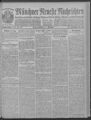 Münchner neueste Nachrichten Sonntag 18. Juni 1922