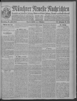 Münchner neueste Nachrichten Dienstag 20. Juni 1922