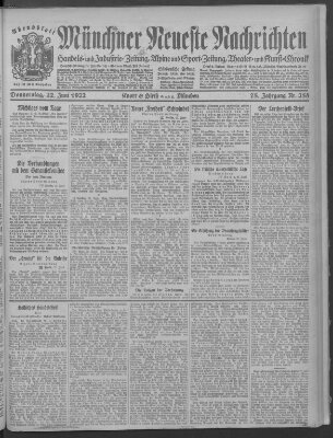 Münchner neueste Nachrichten Donnerstag 22. Juni 1922