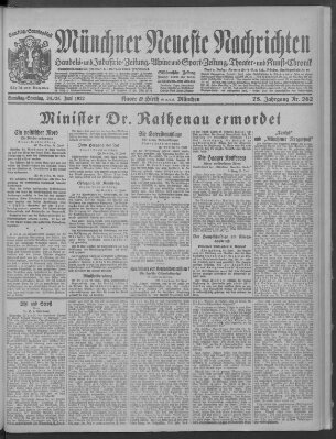 Münchner neueste Nachrichten Sonntag 25. Juni 1922