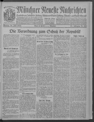 Münchner neueste Nachrichten Montag 26. Juni 1922